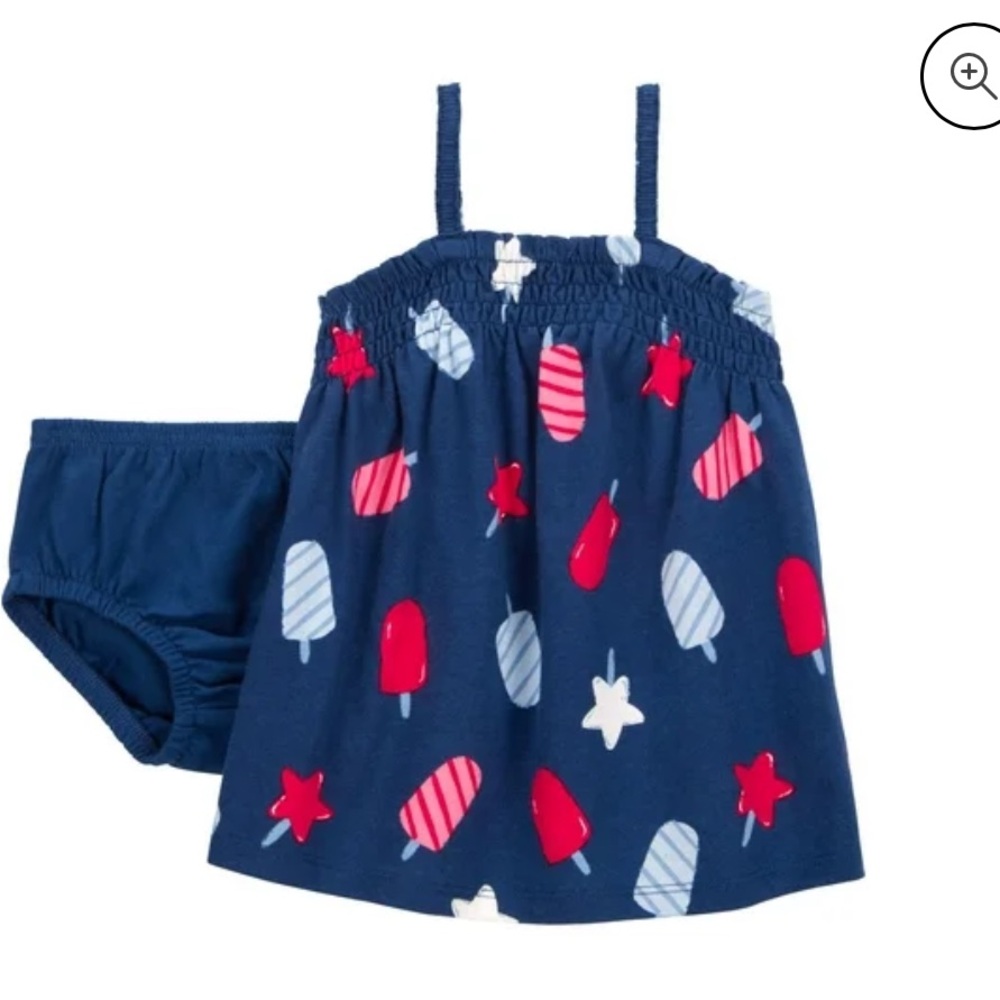 New With Tags Carter's Baby Girl Patriotic Dress Set, 2-Piece, Size Newborn
